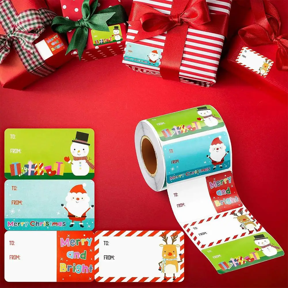 500Pcs Christmas Tags Self Adhesive Gift Tags for Xmas Presents Christmas Name Labels Stickers for Wrapping Paper Birthday