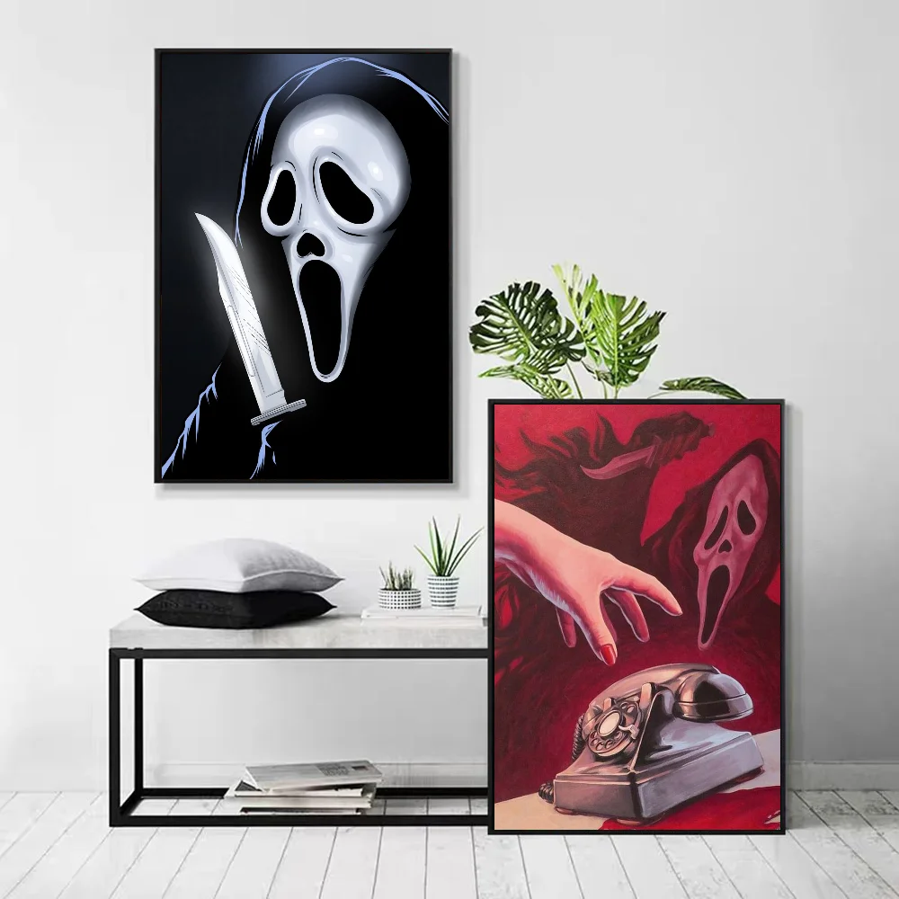 1pc SCREAM Classic Horror Movie Poster Self-adhesive Art Waterproof Paper Sticker Coffee House Bar Room Wall Decor