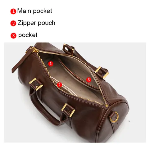 Sac à main en cuir véritable pour femme avec bandoulière, sac de rangement cylindrique en forme d'oreiller à une épaule