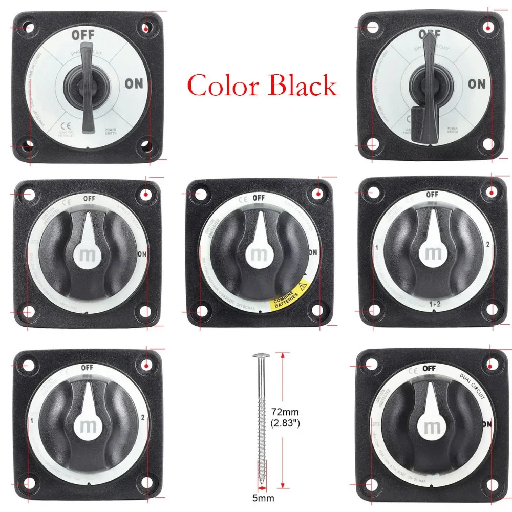 2 3 4 Position Battery Mass Switch 12V Selector Marine Isolator Disconnect Rotary Switch for Camper RV Truck Boat Caravan