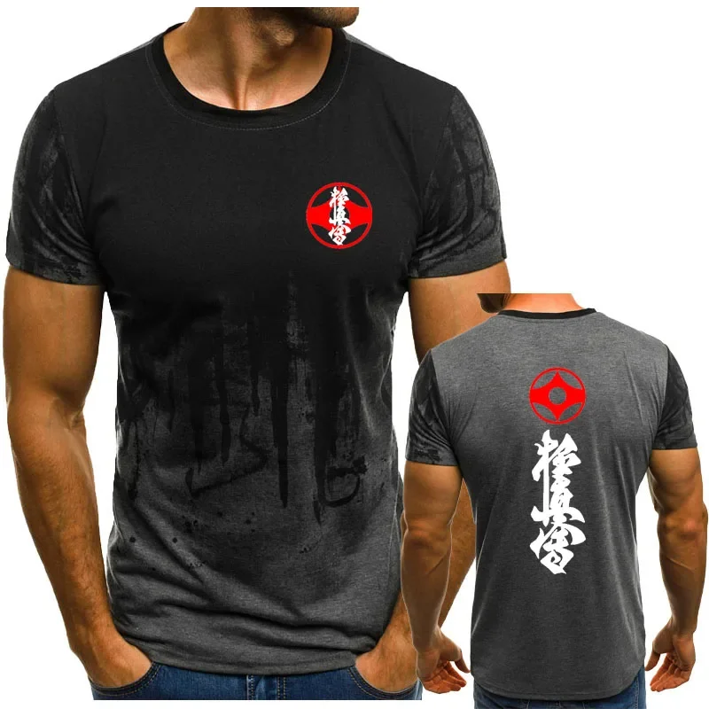 Martial arts sports oversized T-shirt summer new Cool Kyokushin Karate T Shirts 3D gradient Hip Hop street men short sleeves