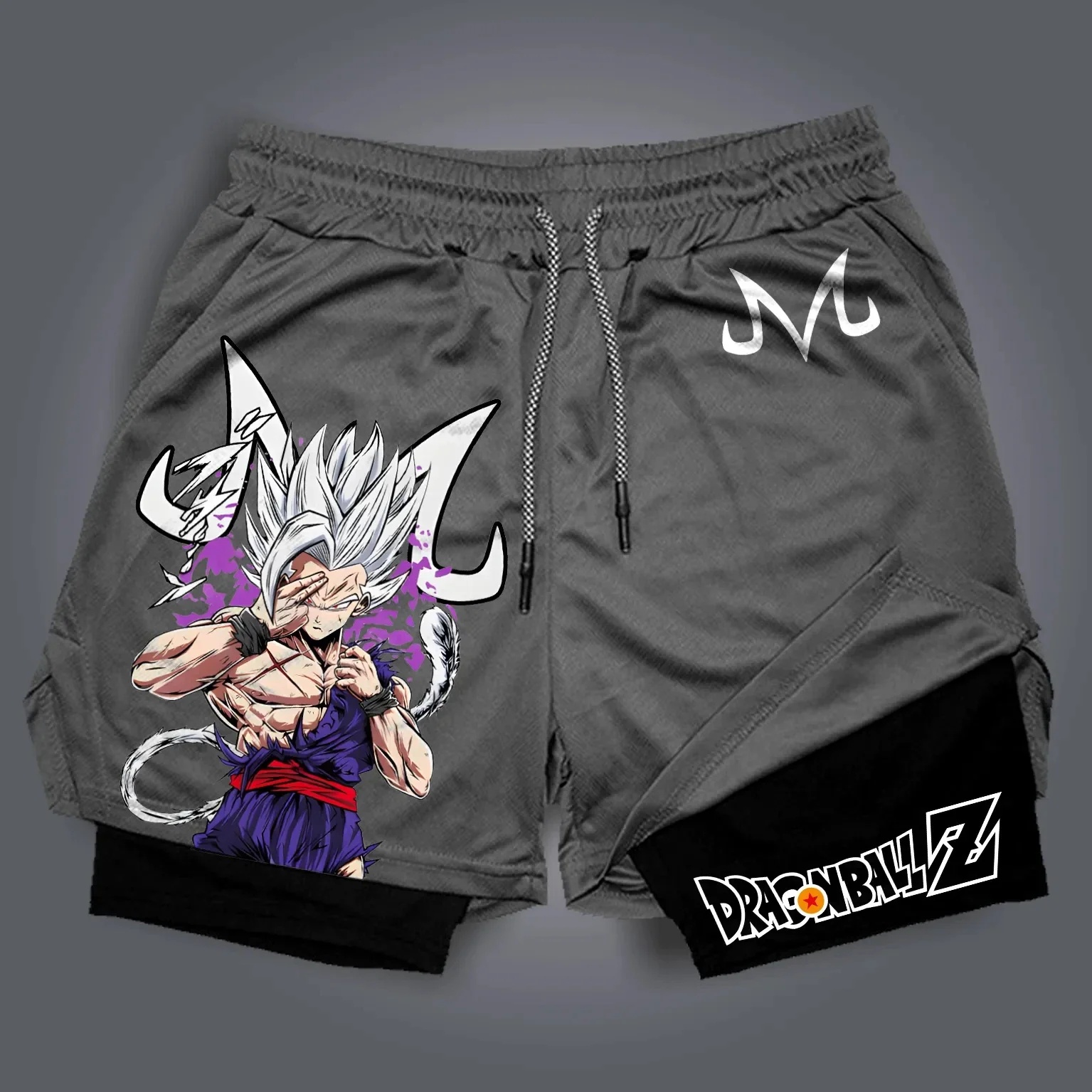 

Dragon Ball Z Sparco Gym Shorts 2025 Red Hair Goku Fighting Pose White Black Anime Print Quick Dry Fitness Wear with Drawstring