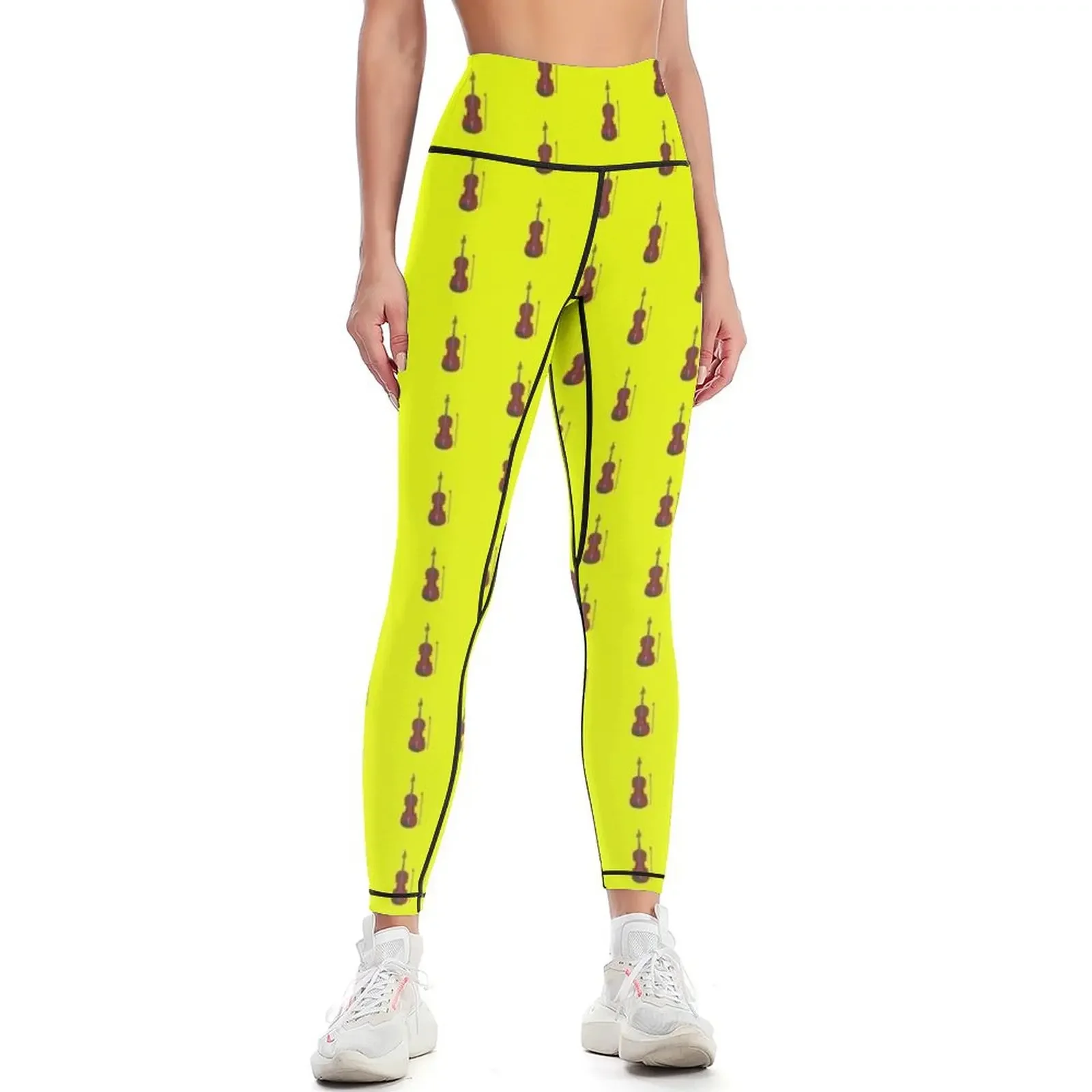 

Violin and Bow on Yellow Background Leggings Women's pants sportswear woman gym 2025 fitness set gym Womens Leggings