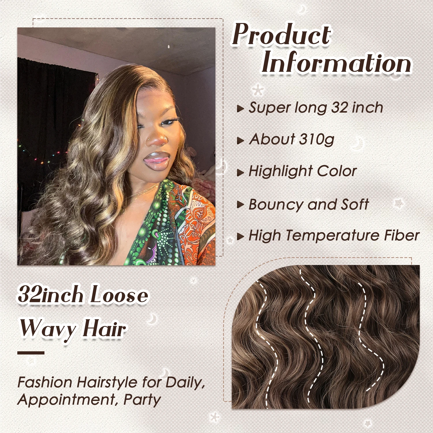 X-TRESS Highlight Blonde13X6 Free Part Synthetic Lace Front Wig 32inch Long Loose Wave Lace Frontal Wig with Baby Hair for Women