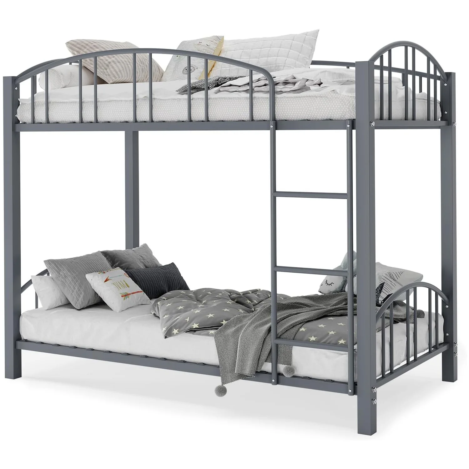 

Bunk Bed Twin Over Twin Metal Loft Bed Bunk Beds Twin Over Full Size with Heightened Safety Guardrail Ladder for School Bedroom