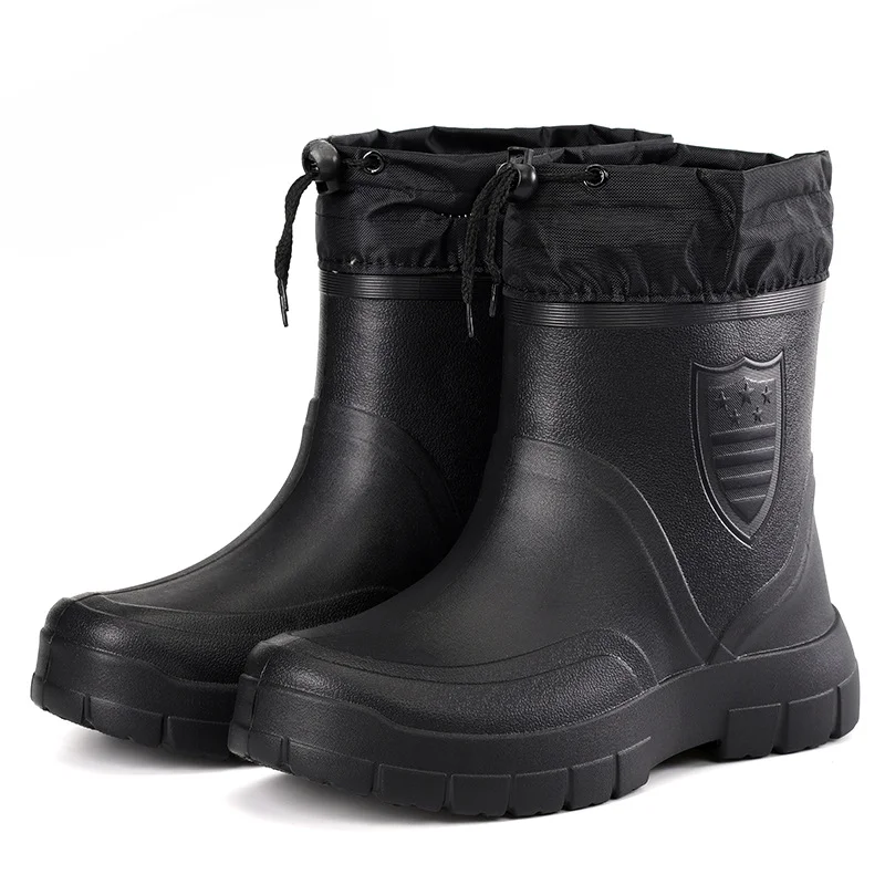 Regens tiefel für Männer Damen Winter warme Schneeschuhe Baumwolle Regens chuhe wasserdichte Regens tiefel Mid-Tube Botas de Lluvia Para Hombre