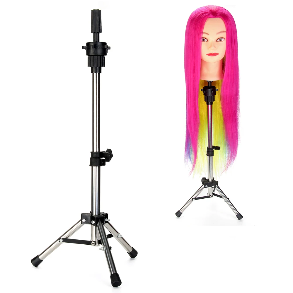 Adjustable Silver Aluminum Mannequin Head Tripod Stand Hairstyles Hairdressing Training Wig Head Clamp Holder For Practice Model