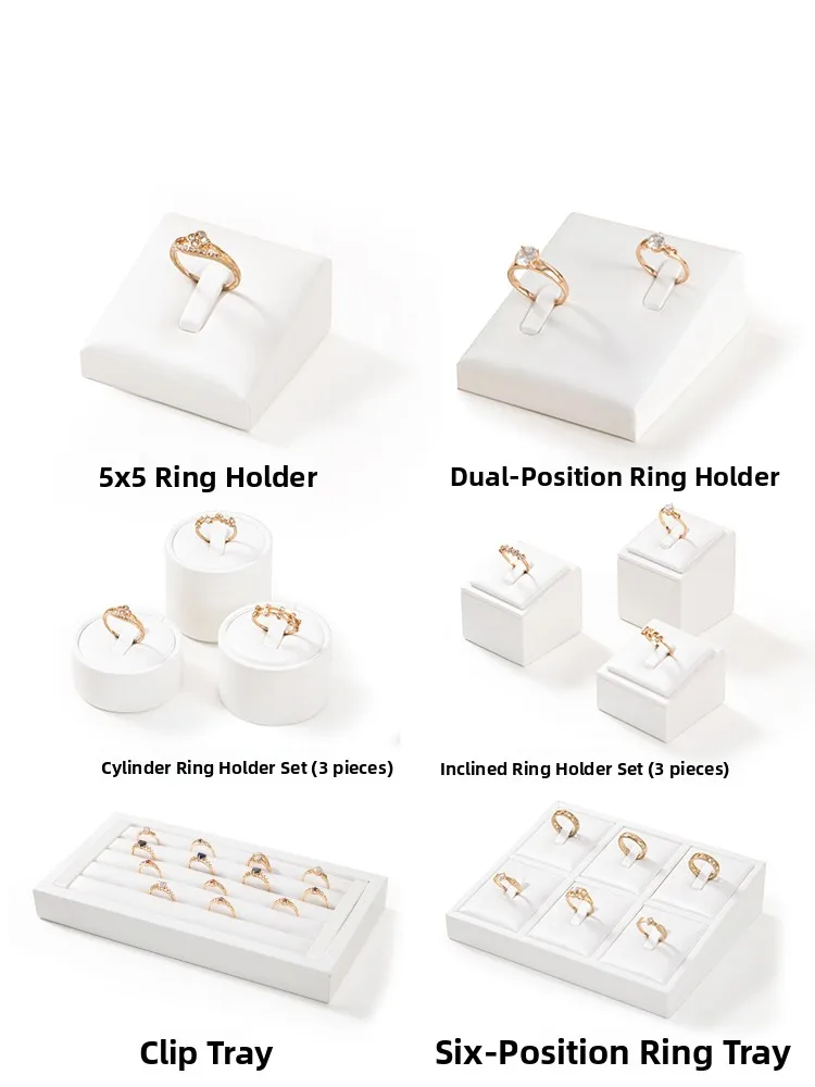 White Jewelry Ring Display Stand Gold Jewelry Counter Display Prop Earring Holder Necklace Stand Fashionable Accessory Holder