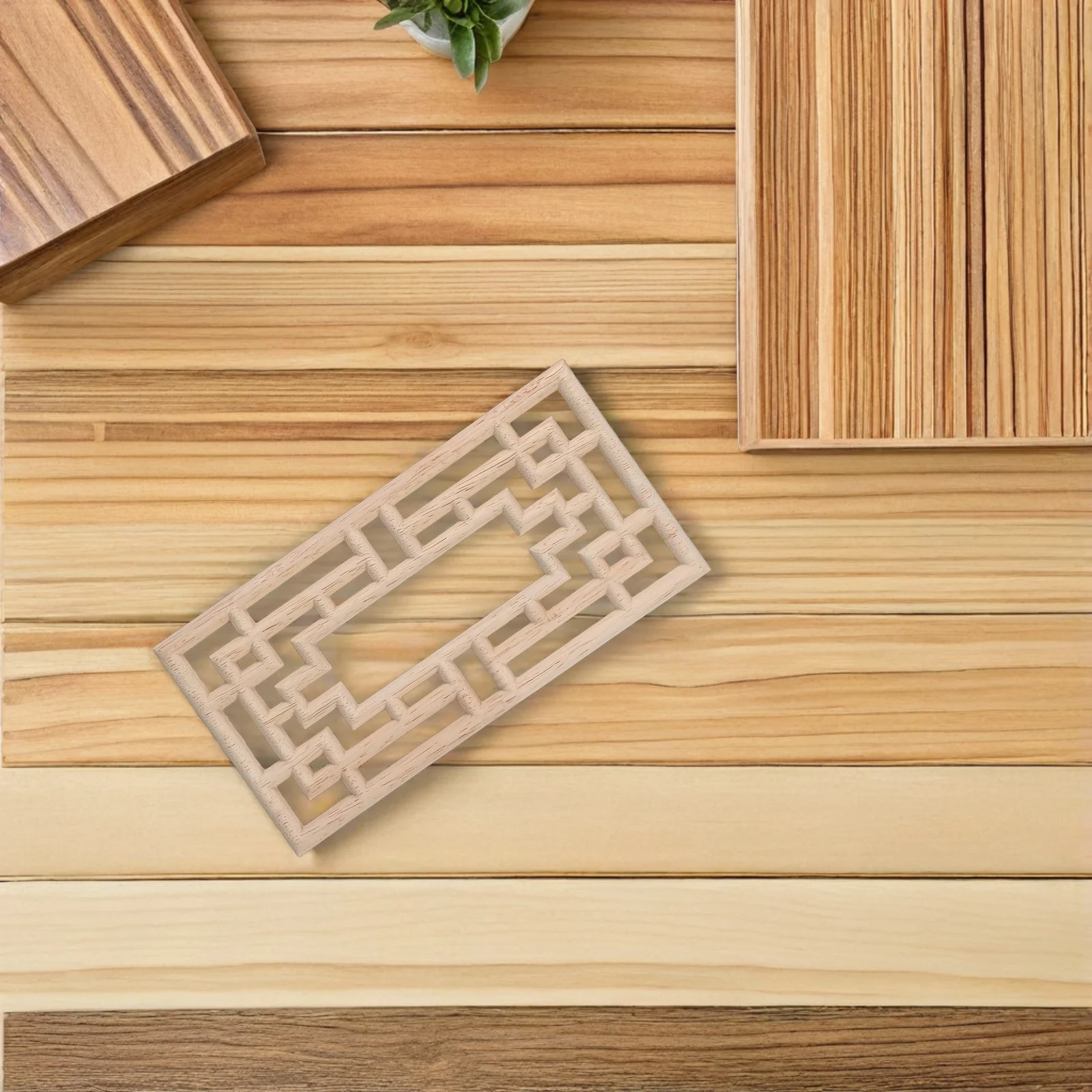 2 قطعة خشب على الطراز الأوروبي منحوت يزين أثاث غير مطلي جدار ديكور Onlays لباب الخزانة إطار سرير ديكور خشبي #1