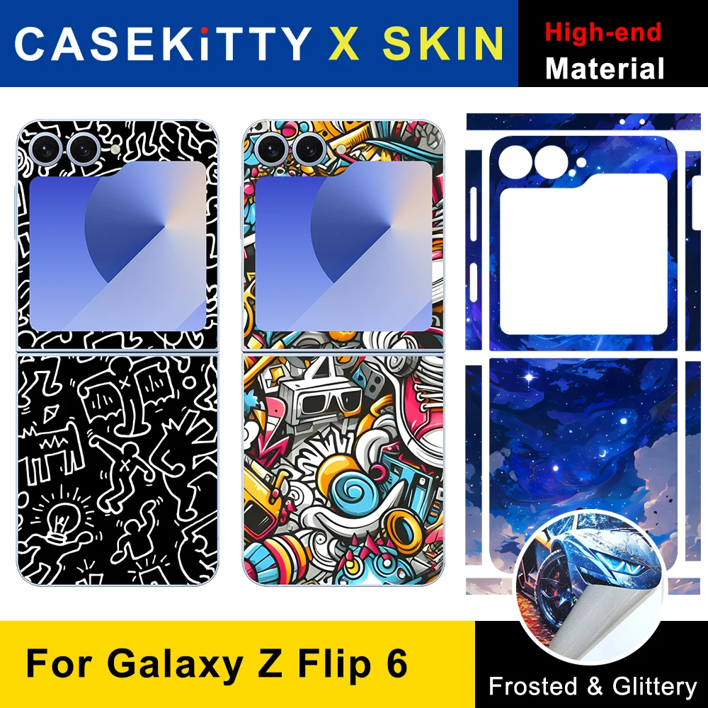 

CASEKiTTY Skin For Samsung Galaxy Z Flip 6 Back Film Sticker Full Cover Protective Decal Wrap Side Frame Back Screen Protector