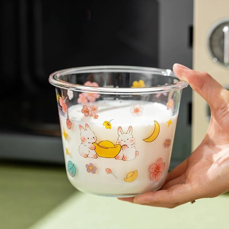 Portable Glass Soup Bowl with Lid for Microwave Heating Lunch Box Sealable Freshness Preservation Container round Shape for C... view 3