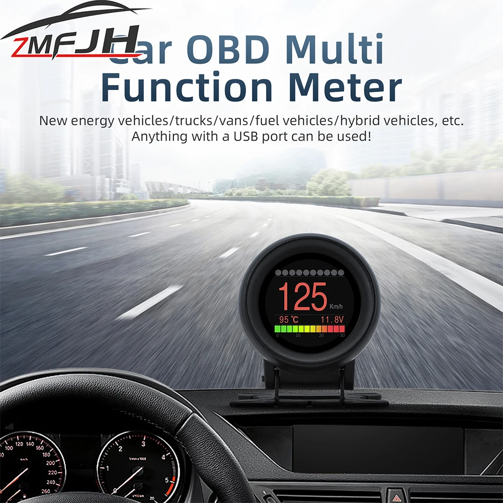 Car OBD Speedometer Head Up Display On-board Computer Digital Meter Mileage Water Temp Oil Pressure Time Distance Speed Gauge