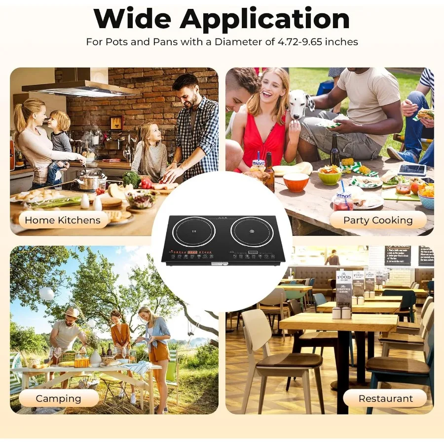 2400 واط الشعلات المزدوجة التعريفي كوكتوب 110 فولت موقد كهربائي محمول مع الزجاج المقسى قفل أمان علوي 8 إعدادات الطاقة والعتاد C