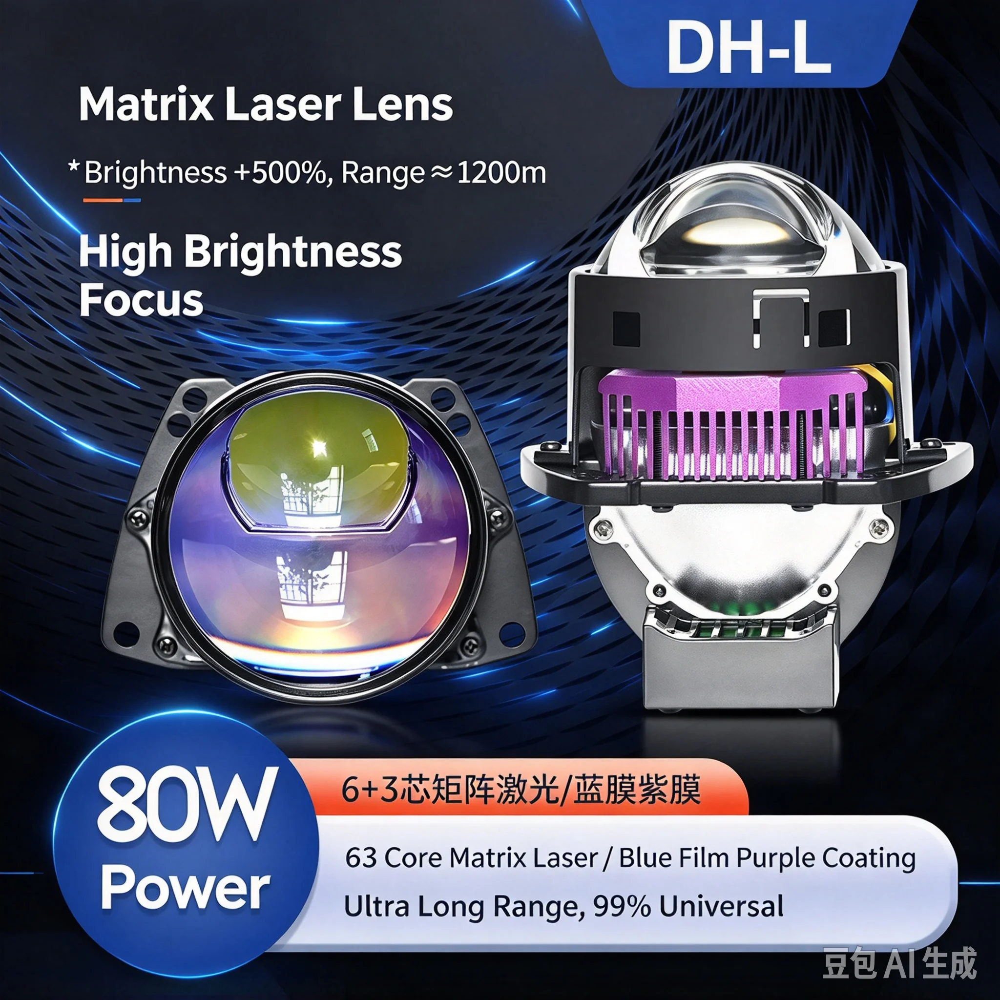 NXY 160W 3 Inch LED Bi Projector Headlight Single Laser Beam H4 H7 Universal Car Motorcycle Headlamp High Power Retrofit Upgrade