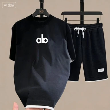 

Summer 2026 New Men's pullover sportswear Set, fashionable basketball men's casual short-sleeved T-shirt + shorts two-piece set