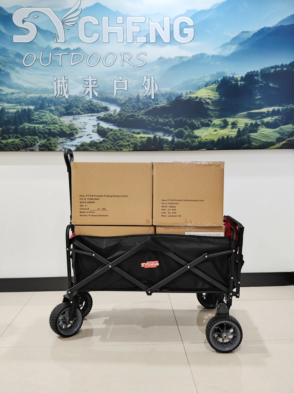 2024 NEW Design Outdoor Portable Electric Camping Cart Remote Control Steering Possible Picnic Beach Folding Camp Wagon