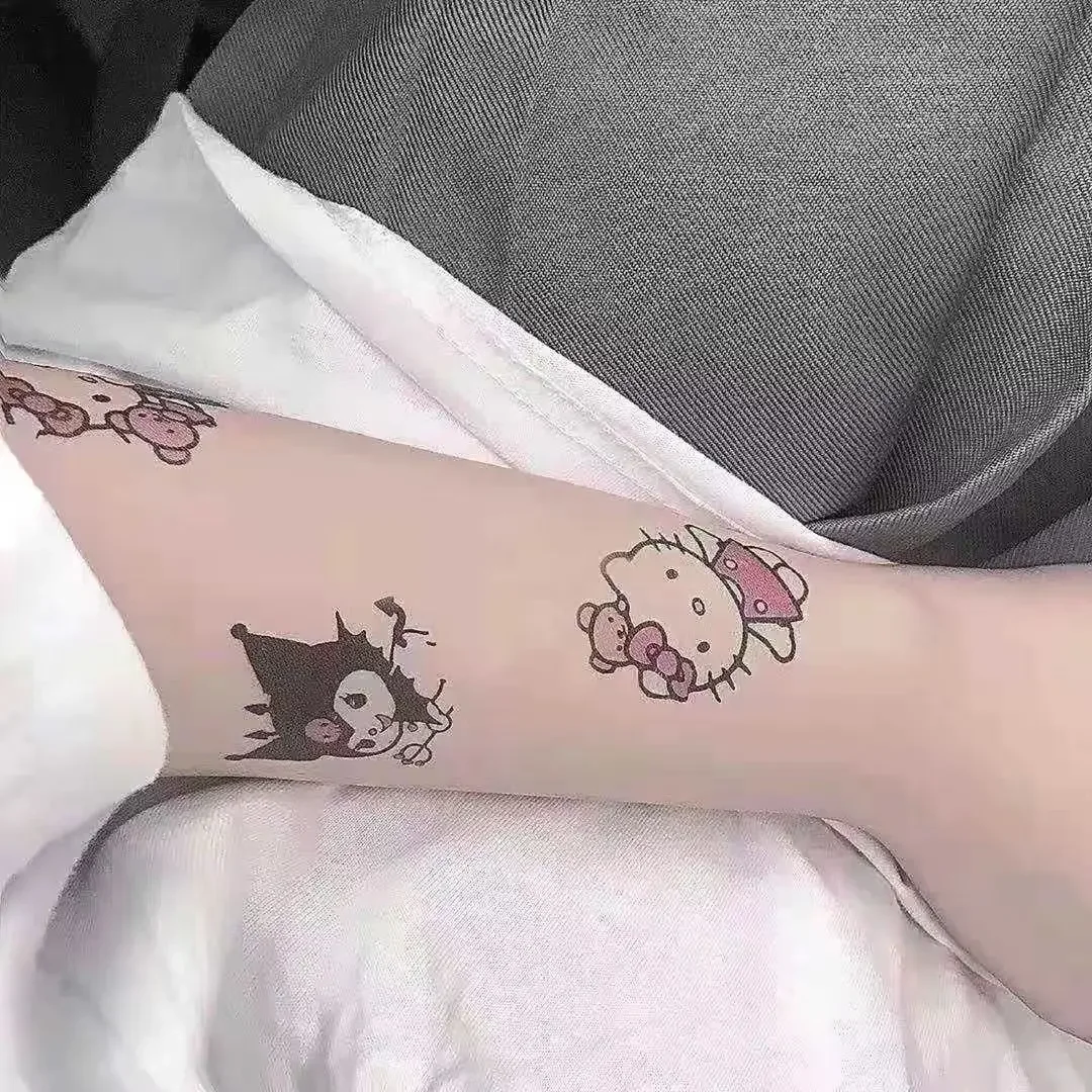 Hallo Kitty Melodie Anime Kuromi Cinna moroll temporäre Tattoos Kinderspiel zeug Sanrios dauerhafte Farbe Kawaii Tattoo Aufkleber Kinder Geschenke