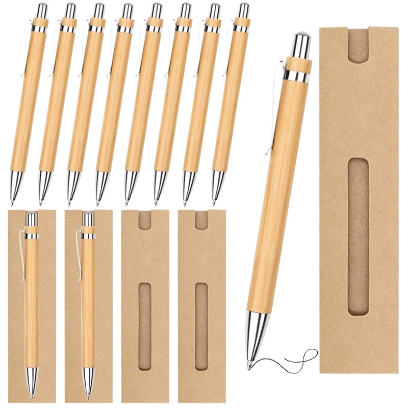 40/80 Sets personalisierte Kugelschreiber aus Bambus für Hochzeiten, Verlobungen, Partys, Firmengeschenke mit Geschenkbox – Detail 3