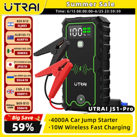 UTRAI Car Jump Starter 4000A Car Battery Starters 16000mAh Portable Power Bank 10W Wireless Charging Propulsion Booster For Car