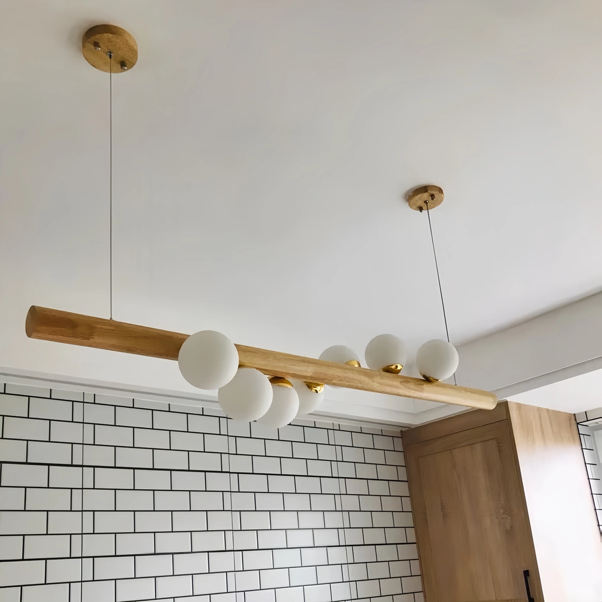 Modern Log Restaurant Light Indoor Dining Table Hanging Lamps Parlour Wooden Body Chandelier Kitchen Island Lights Pendant Lamp