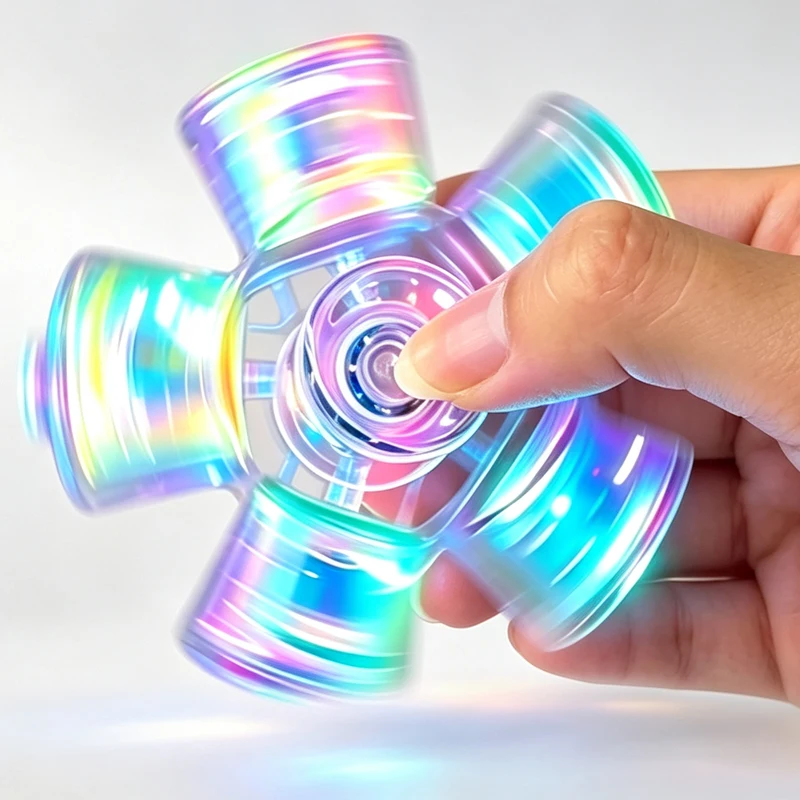 Rotatable Keyboard Fidget Fidget Spinner Keychain Mechanical Axis LED Light Crystal Clicker Stress Relief Sensory Therapy Finger