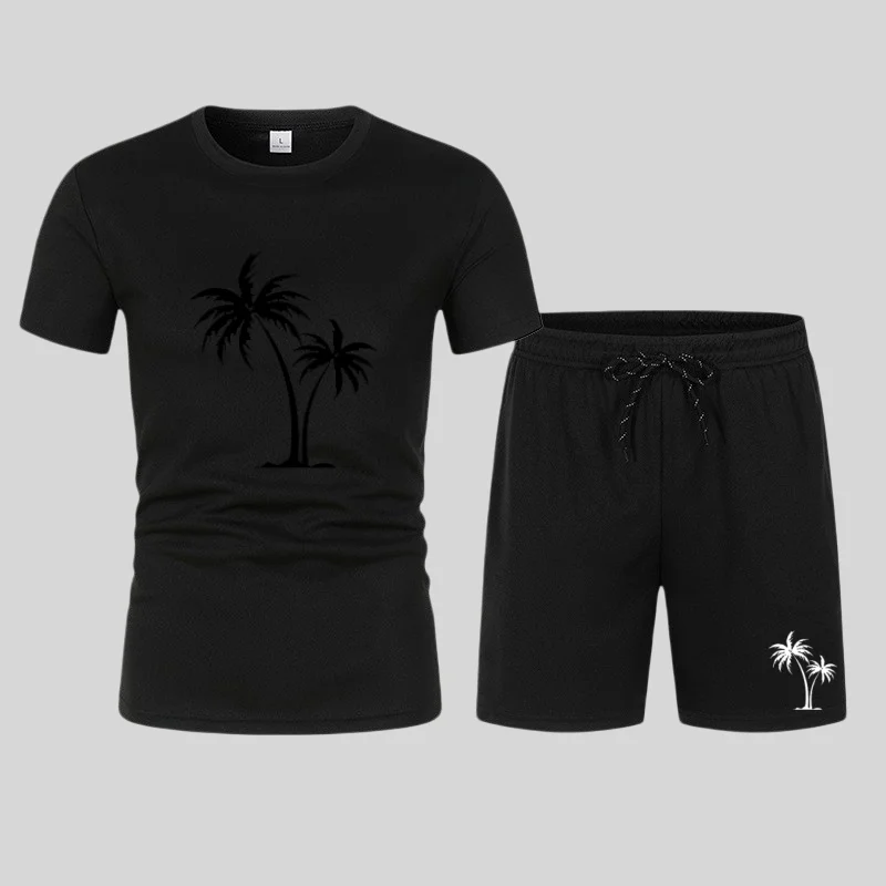 2026 Summer Trend Men's Round-neck Short-sleeved Set, Personalized Letter and Number Printed Round-neck T-shirt and Short-sleeve