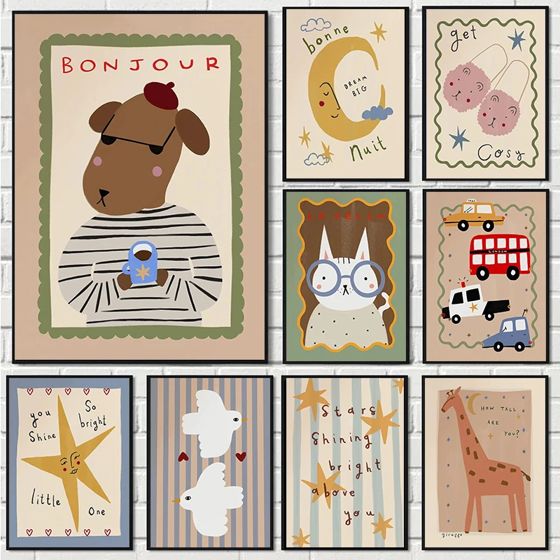Interior Design Room - Bohemian Sonne Mond Tier Cartoon Illustration