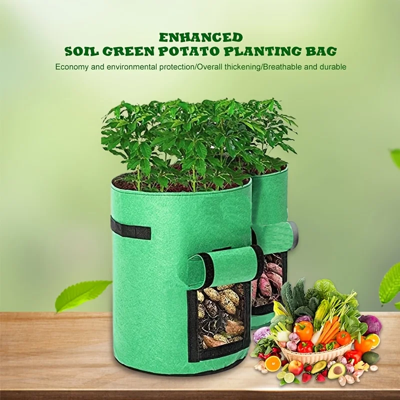 5/10 Gallon Felt Potato Grow Bags Thicken Vegetables Planter Bucket Garden Planter Tub with Hand Strap for Tomatoes,Onions