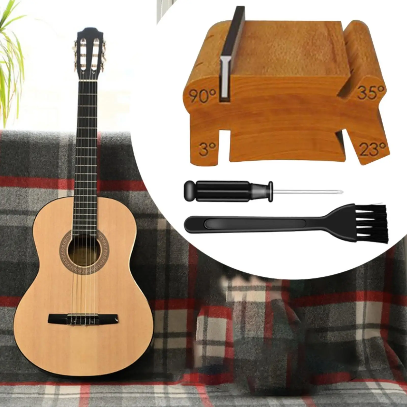 4 in 1 Guitar Fret End File Set Wood Handle Professional Luthier Tool for Fretboard Deburring Kit