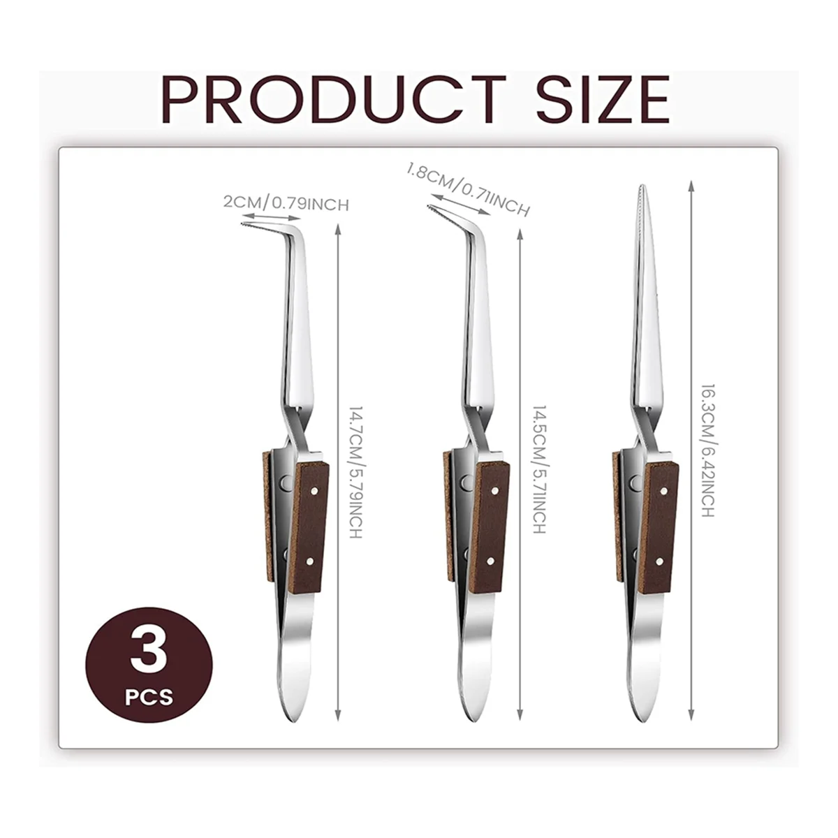 MSOR 3Pcs Precision Reverse Tweezers Non-Conductive, Heat Resistant, Anti-Magnetic Pointed & Curved Tips Tweezer Set