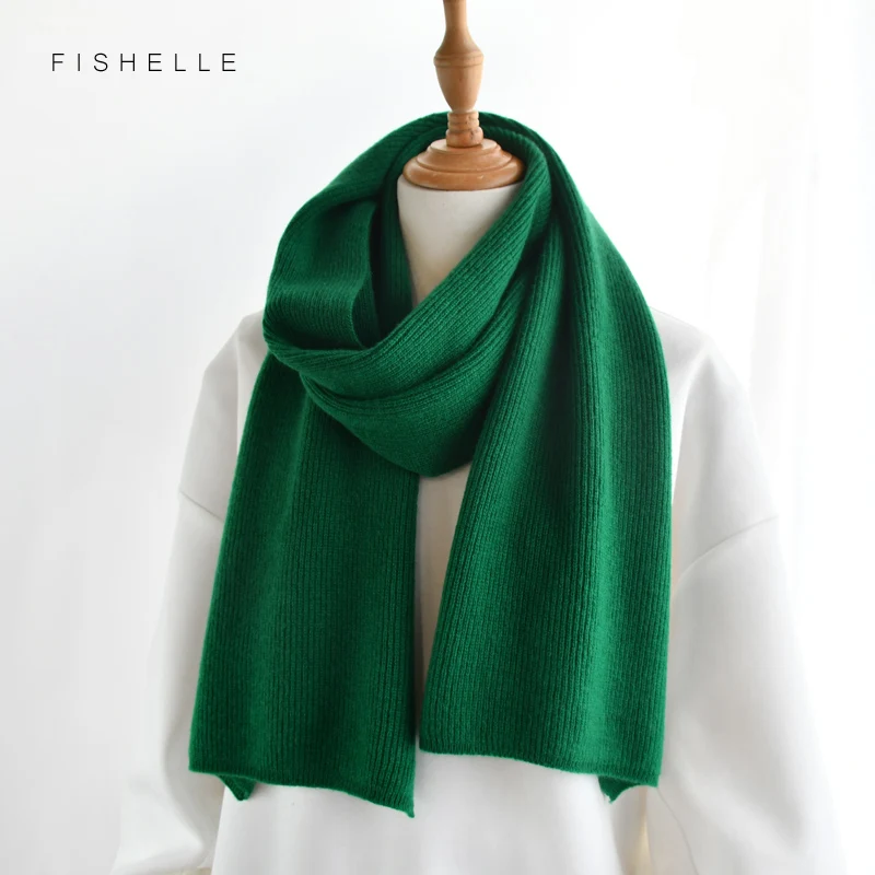 Solid color green yellow kids children warm thick wool scarf adults luxury cashmere knitted scarves women or men winter scarf