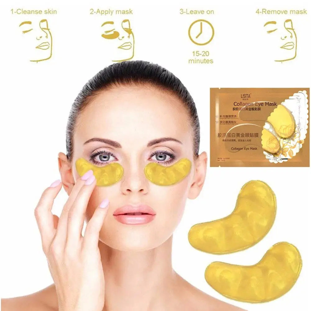 1 paio di maschere per gli occhi dorate al collagene Anti occhiaie borse per gli occhi rassodanti idratanti per la bellezza degli occhi Skinacare T2S4