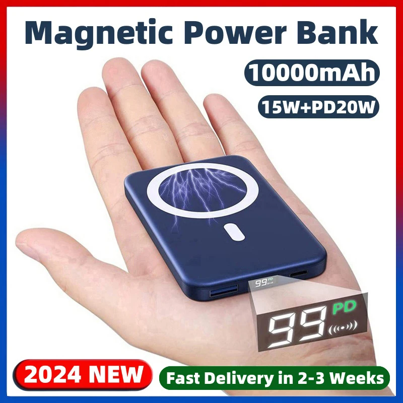 Magnetic Power Bank 10000mAh 15W Wireless Fast Charger For Apple External Auxiliary Battery Powerbank For iphone 15 14 13 12 11