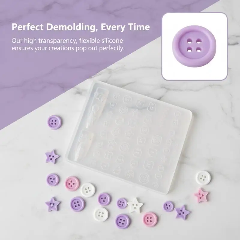 1PcsManicure Multi Shapes Button Small Model 3D Buttons Nail Art Mold Silicone Cute Nail Charms Tool Women DIY Resin Buckle Supp