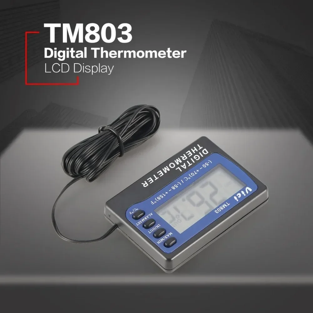 

TM803 Digital LCD Thermometer Refrigerator Freezer Aquarium Medicine Box Temperature Meter Alarm 3MCable Sensor Thermograph