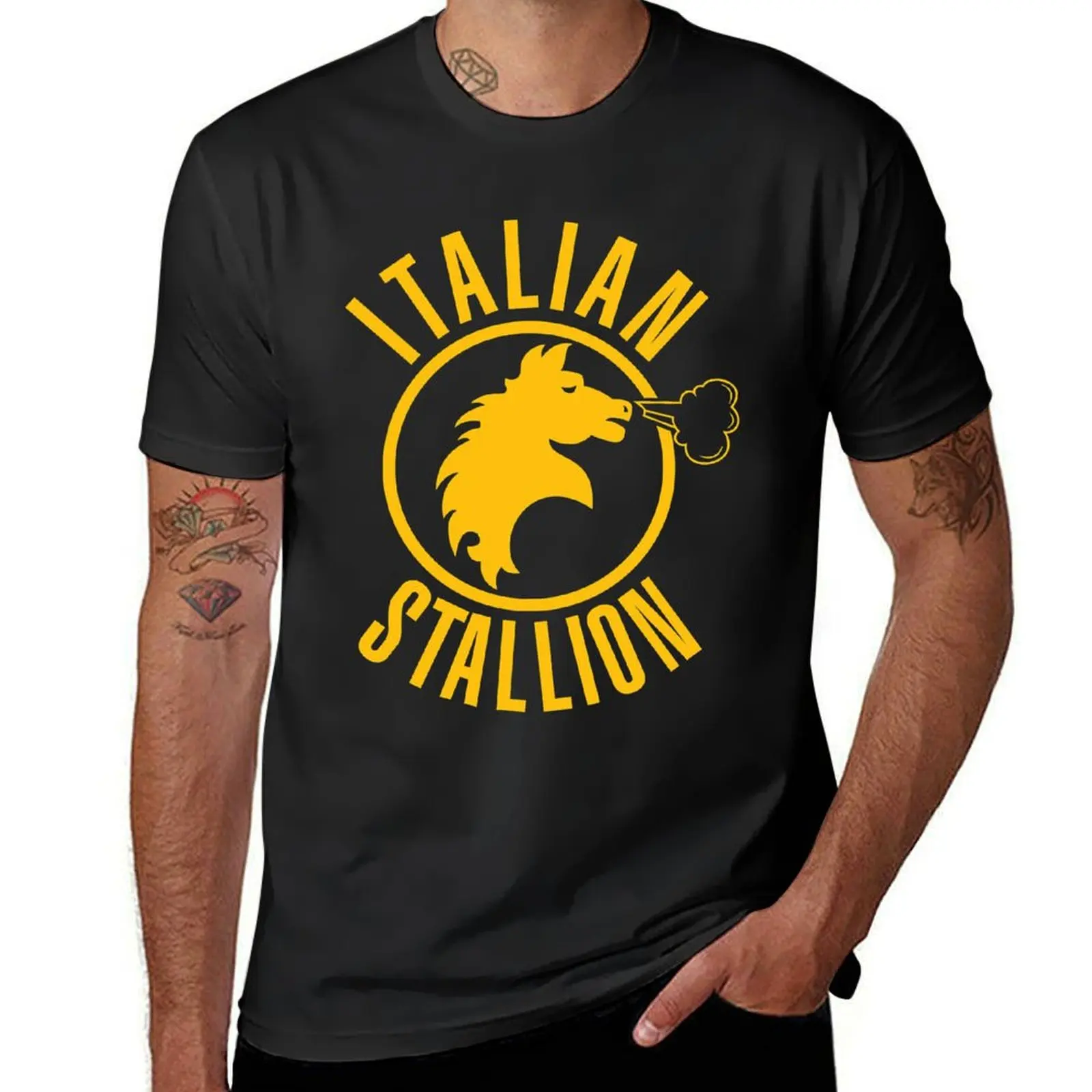 

Italian Stallion (Yellow Print) T-Shirt hippie clothes Aesthetic clothing funnys black t shirts for men