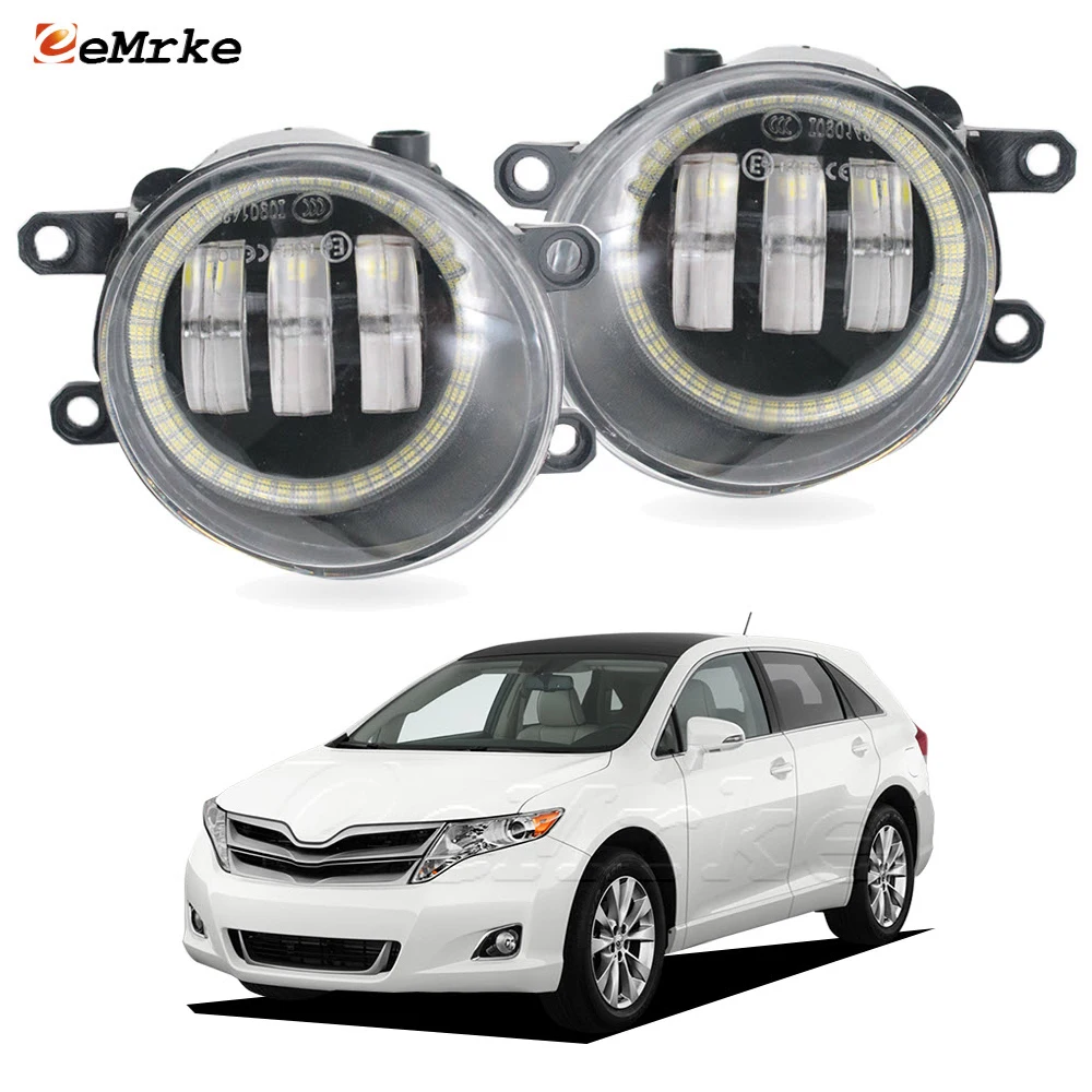 Left & Right Led Fog Lights PTF for Toyota Venza GGV10/15 2009 2010 2011 2012 2013 2014 2015 2016 Lens Angel Eyes Car DRL Lamp