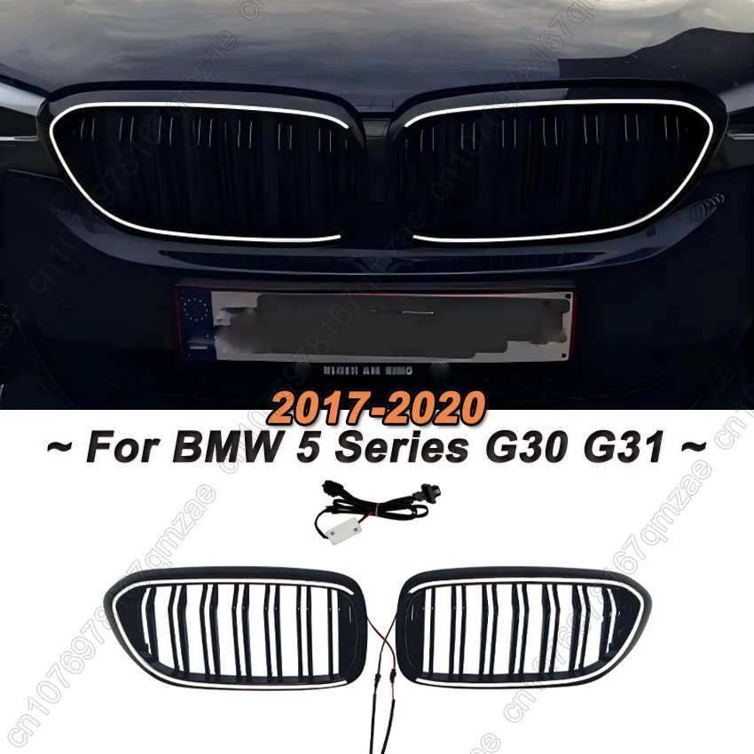 Auto-Frontgrill mit LED-Beleuchtung aus ABS für BMW 5er G30 G31 520i 530i 540i 2017 2018 2019 2020 Racing-Grill