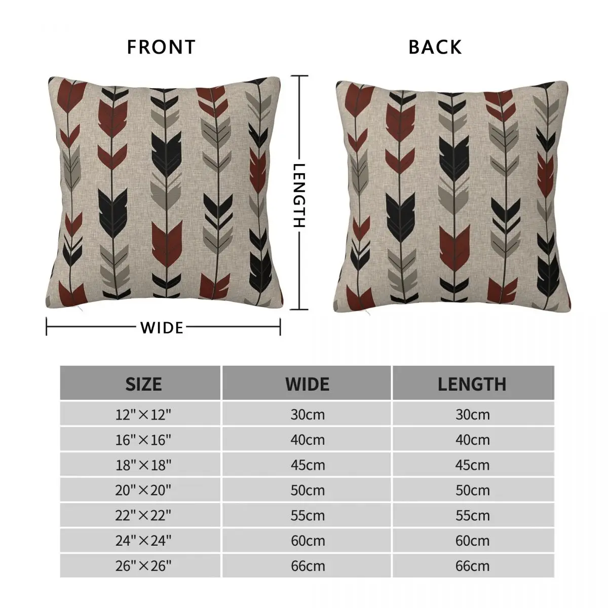 Arrow Feathers Redstone Canyon Maroon Pillowcase Polyester Linen Velvet Printed Decorative Pillow Case Sofa Seater Cushion 18