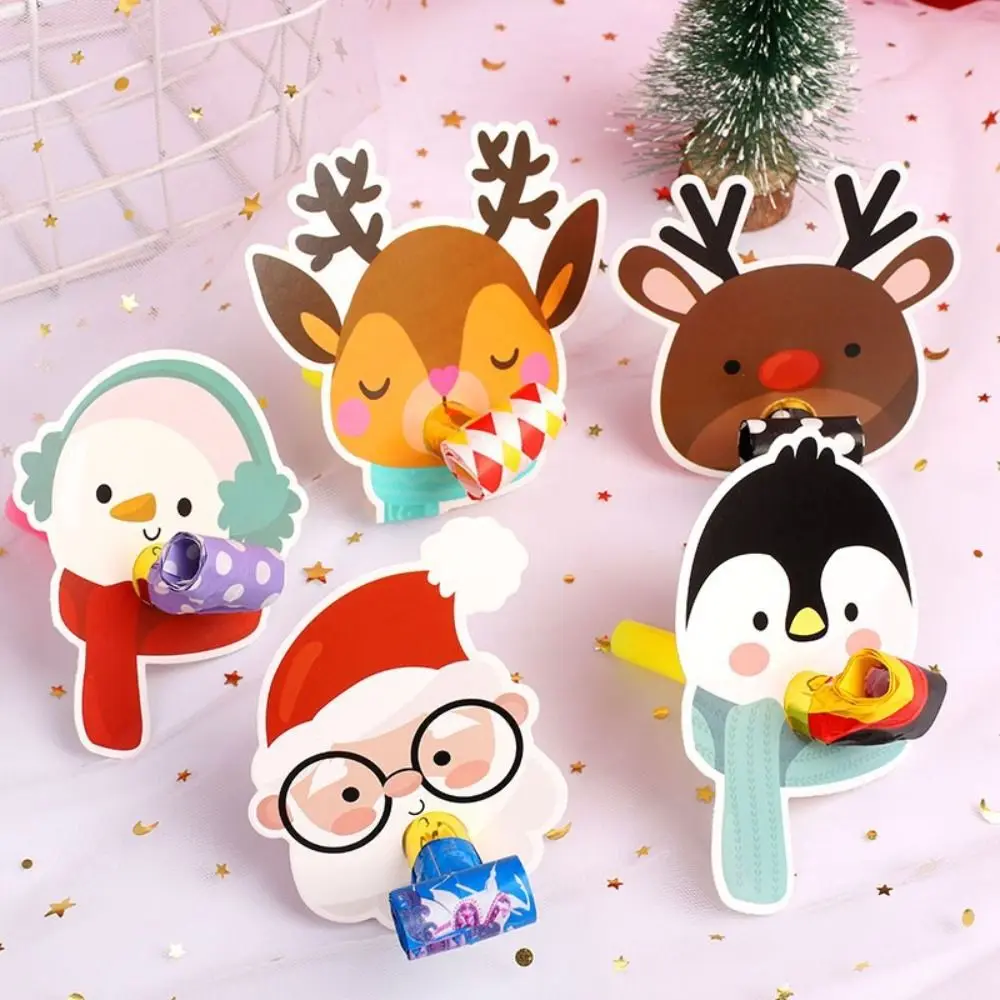 

4 Pcs Santa Claus Party Blowout Horn Elk deer Clown Blower Blowout Whistle Animal Blower Christmas Blower Blowout Horn