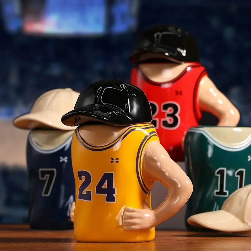 Cartoon Ceramic Cup Basketball Player Baseball Cap Jersey Molding Cup Creative Boy's Gift Coffee Mug Human Coffee Cup