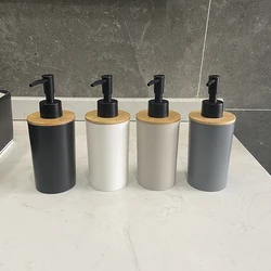 Plastic Liquid Soap Dispensers with Bamboo Cover, Hand Wash Bottle, Shower Gel Shampoo Bottles, Bathroom Accessories, 320ml