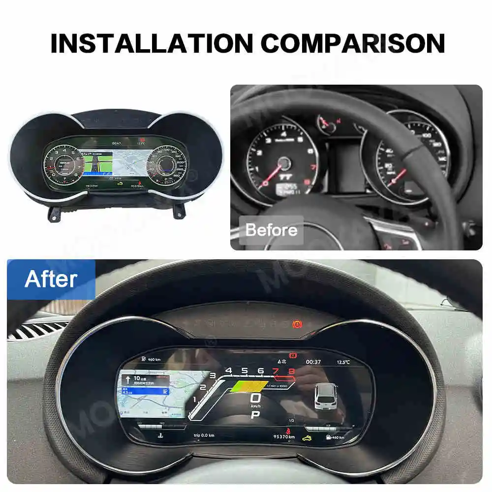 Dual Screen Interaction LCD Digital Cluster For Audi TT 2006-2014 Car Radio Dashboard Crystal Panel Virtual Cockpit Speedometer