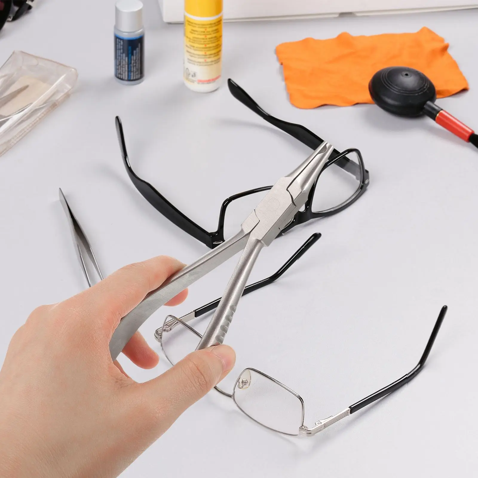 Eye Pliers Eyeglass Adjustment Repairing Tool for Pliers Multifunction Nose Pad Reusable White Steel