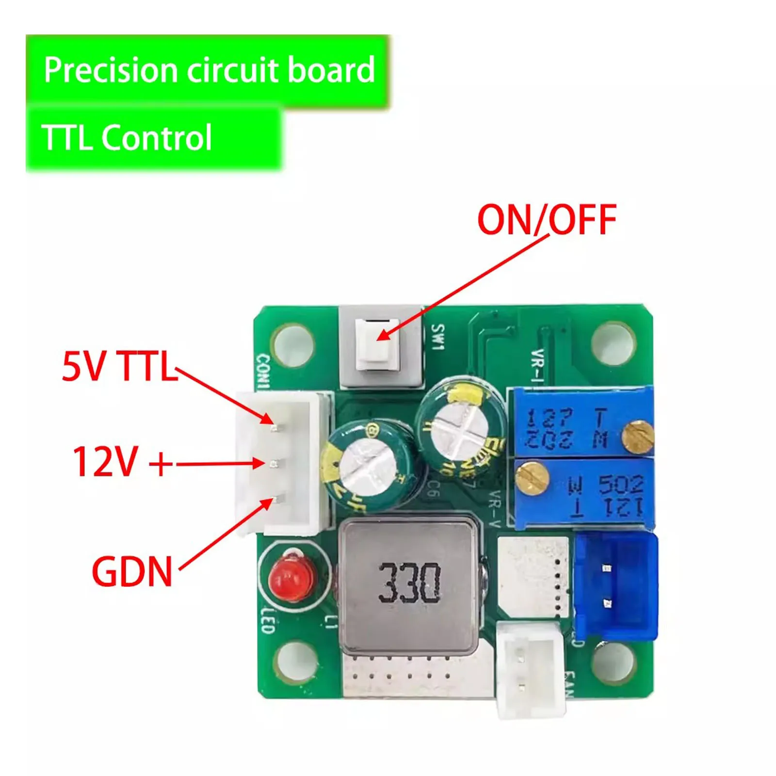 Green High Power 520nm 800mW Laser Module Laser Head 12V Input Band TTL