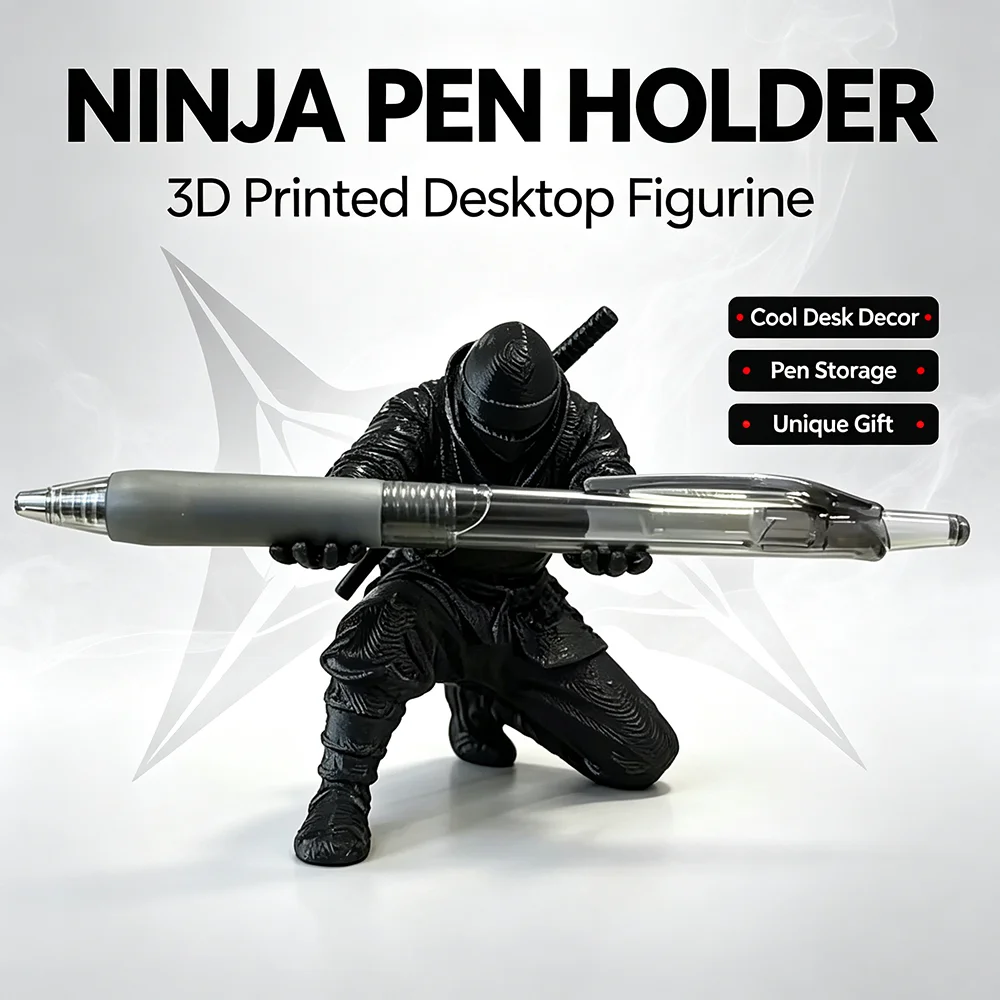 1/3pcs 3D Printed Ninja Pen Holder Figurine Japanese Samurai Pencil Stand Desktop Stationery Organizer Desk Decor Craft Gift Toy