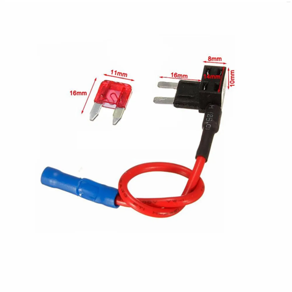 Circuit Piggy Back Fuse Fuse Holder Safeguard Your Vehicle w/ Mini Blade Fuse Holder Easy to Install w/ Crimp Connectors