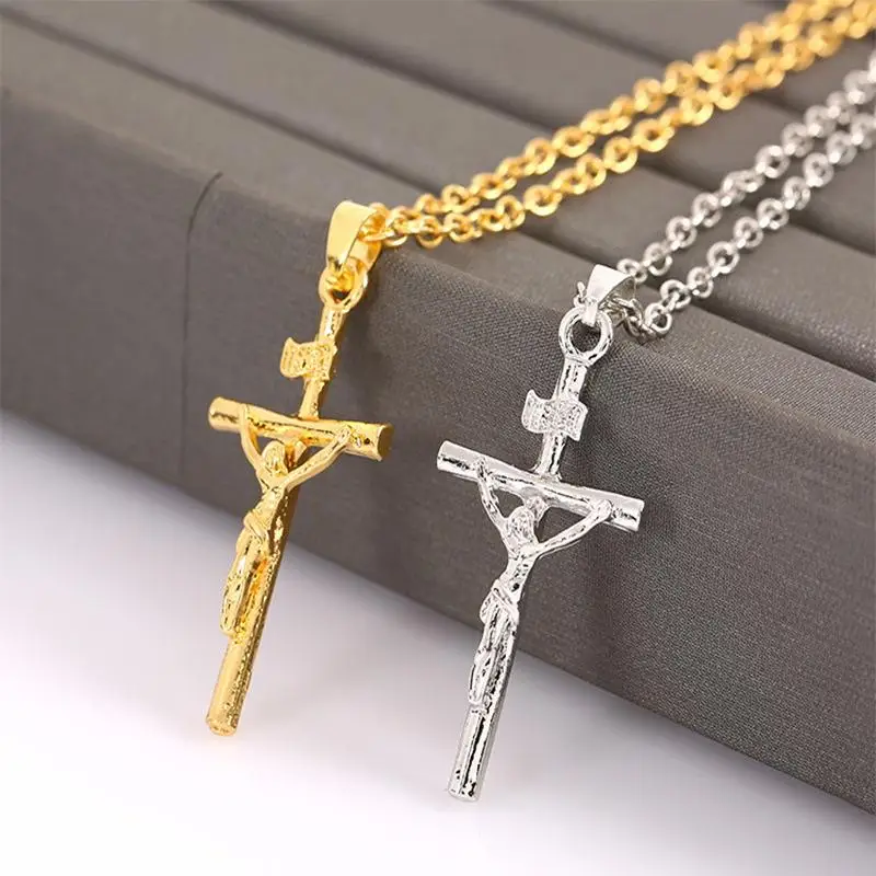 Fashion Plated INRI Crucifix Jesus Trendy Pendant Necklace Pendant Collar De Mujer