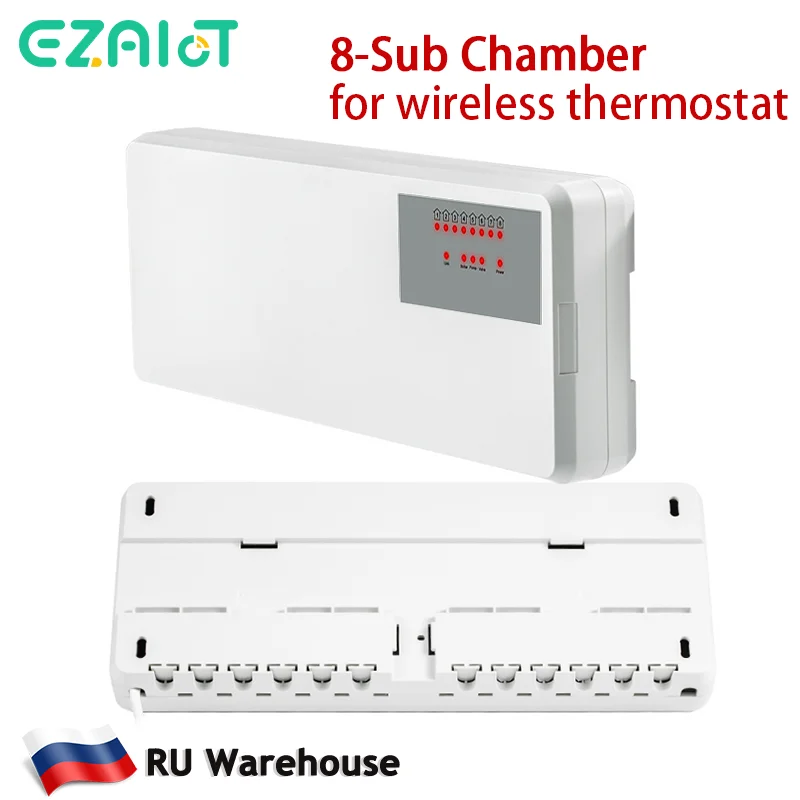 8 Hub Central Controller for Wireless Thermostat 8 Sub-chamber System Electric Valve Control Box for Gas Boiler Heating