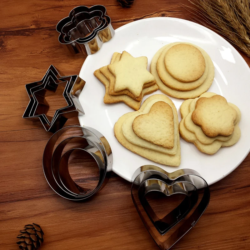 1Set Baking Mould Baking Mould Egg Mould Stainless Steel Geometric Forms Cookie Cutter Biscuit Star Heart Flower Cutter DIY Mold